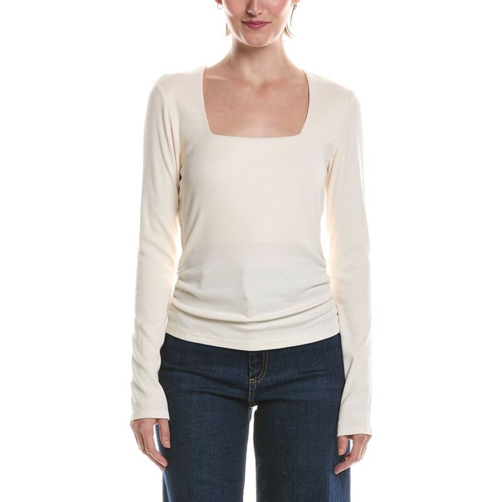 Michael Stars Womens  Sarah Square Neck Sweater, White